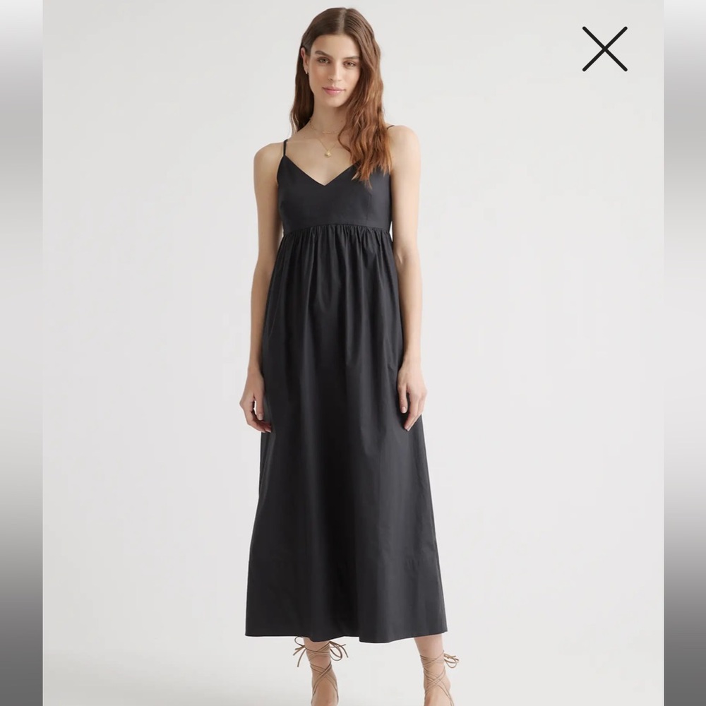NWT Quince 100% organic cotton navy blue Maxi Dress